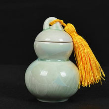 Load image into Gallery viewer, Colorful Crystalline Glaze Cucurbit Powder Tea Caddy Airtight Mini Tea, Matcha, Pills or Cosmetic Canister Made of Bone China