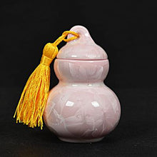 Load image into Gallery viewer, Colorful Crystalline Glaze Cucurbit Powder Tea Caddy Airtight Mini Tea, Matcha, Pills or Cosmetic Canister Made of Bone China