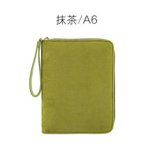 Load image into Gallery viewer, Kinbor Matcha Color A6 Multifunction Hobonichi Style Velvet Notebook Fashion Zipper Wallet Planner Diary Book Travel Notepad